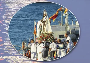 Marinos de la Armada Espanola portando a la imagen de Nuestra Senora del Carmen Tuy Espana