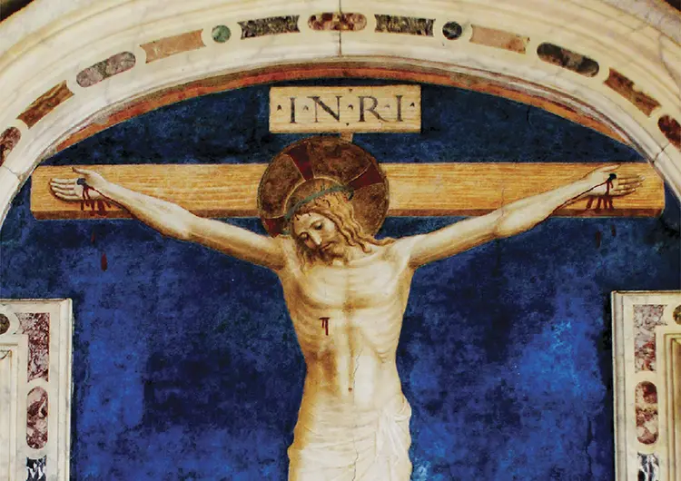 Detalle de Santo Domingo adorando al Crucificado de Fra Angelico