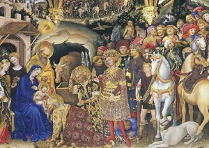 Por su inocencia admirativa los Reyes Magos vieron un hombre pero reconocieron a Dios Adoracion de los Magos de Gentile da Fabriano Galeria Uffizi Florencia Italia