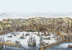 Ships from the East were the means of transportation for the disease that proliferated throughout Europe killing millions of people Port of Genoa in the late Middle Ages