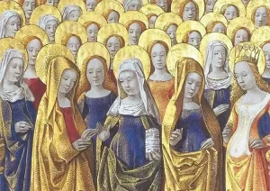 Detalle de Todos los santos de Jean Colombe Libro de horas de Louis de Laval Biblioteca Nacional de Francia Paris