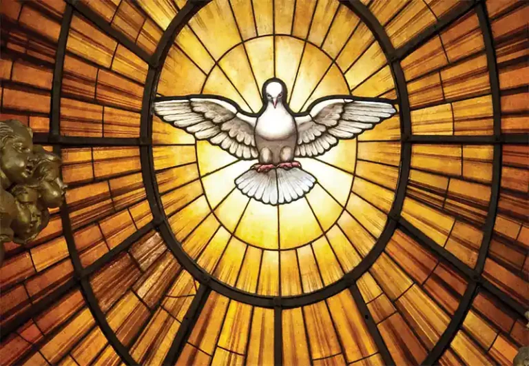 holy spirit stain glass in st. peter's basilica, rome