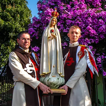 Missionaries of the Heralds of the Gospel Promoting Devotion to Mary with the Pilgrim Statue