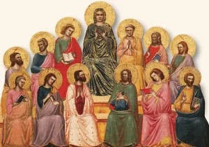 Privados de la presencia fisica de Jesus los Apostoles se reunieron en torno a la Virgen para permanecer perseverantes Pentecostes de Giovanni Baronzio Palacio Barberini Roma
