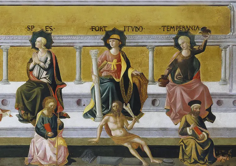 Esperanza fortaleza y templanza Detalle de Las siete virtudes de Francesco Pesellino Museo de Arte de Birmingham Alabama Estados Unidos