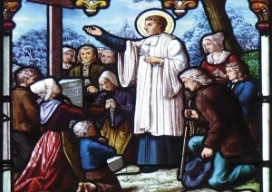 Suppressing his own criteria Saint Louis courageously devoted himself to the apostolate among hiscompatriots The preaching of Saint Louis Grignion de Montfort Church of Saint Peter Domagne France