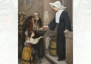 A Daughter of Charity distributes food to the needy by Gabriel Puig Roda Museum of Fine Arts Castell﻿on Spain