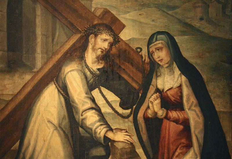 Encuentro de Cristo con su Santísima Madre camino del Calvario, por Seguidor de Luis de Morales – Museo de Salamanca (España)