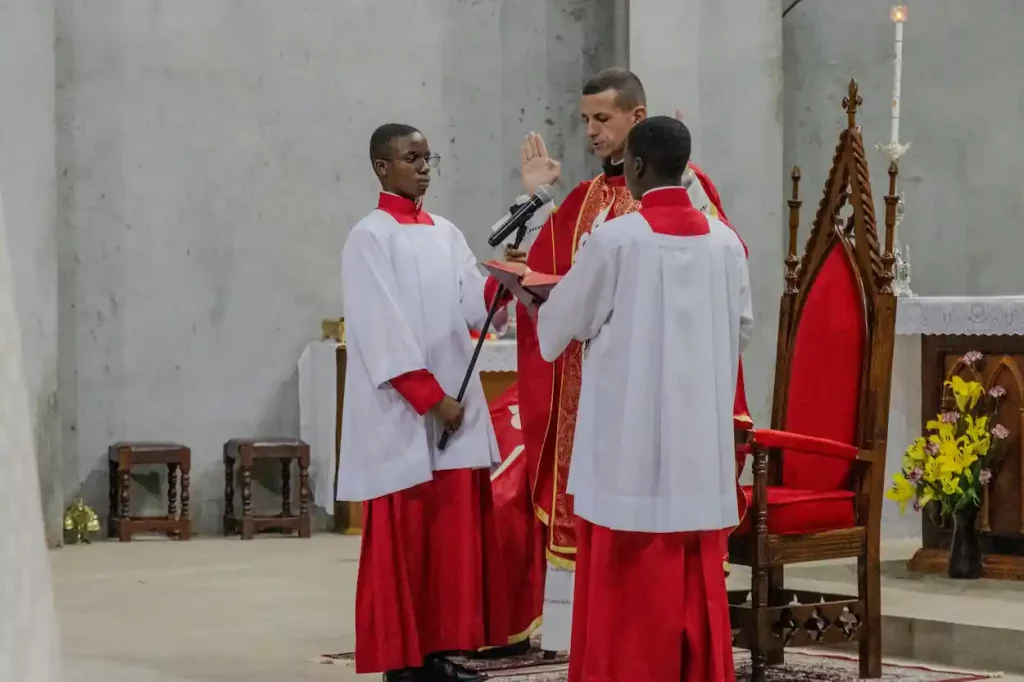 Holy Mass in the Church of the Heralds in Mozambique, Africa