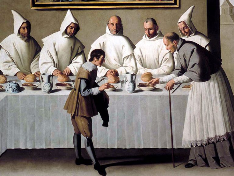 Detalhe de “Santo Hugo no refeitório dos cartuxos”, por Francisco de Zurbarán Museu de Belas Artes, Sevilha (Espanha) Foto: Reprodução