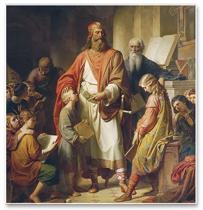Foto: Charlemagne reprimands negligent students, showing his zeal for education.