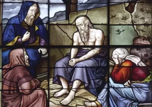 Artistic depiction of Job enduring suffering with serenity and faith.