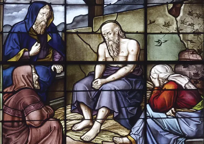 Artistic depiction of Job enduring suffering with serenity and faith.