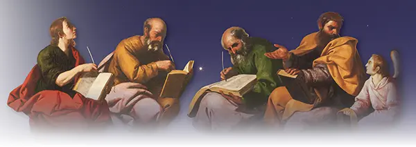 The four Evangelists, depiction of God inspiring the authors of Sacred Scripture.